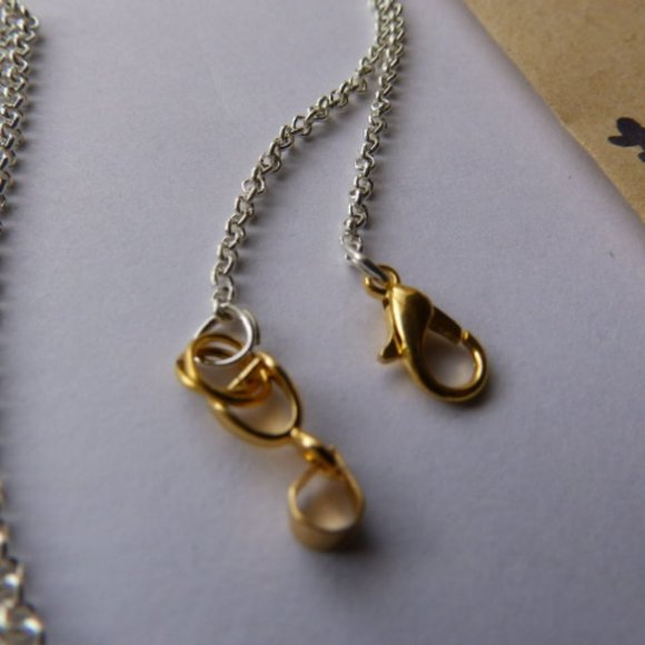 Aces three of a kind hearts of silver necklace two tone silver and gold chain - Picture 4 of 7